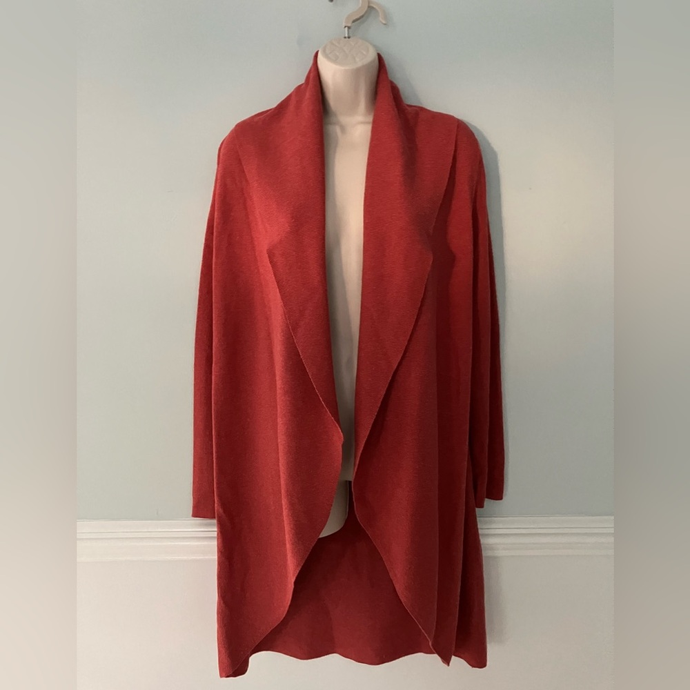 Eileen fisher shawl collar cardigan sweater organic cotton linen sustainable M